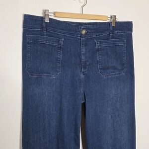 Pilcro The Skipper Wide-leg Jeans in dark blue Stretchy Casual big pocket 18W